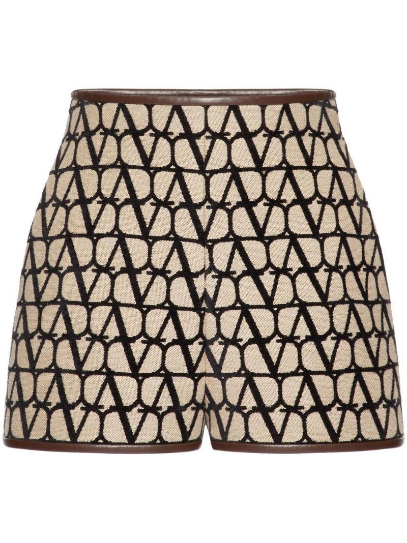 Beige Logo-jacquard Shorts