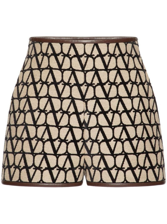 Beige Logo-jacquard Shorts
