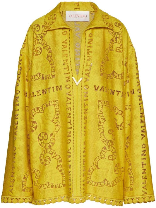 Yellow Mini Bandana Embroidered Kaftan