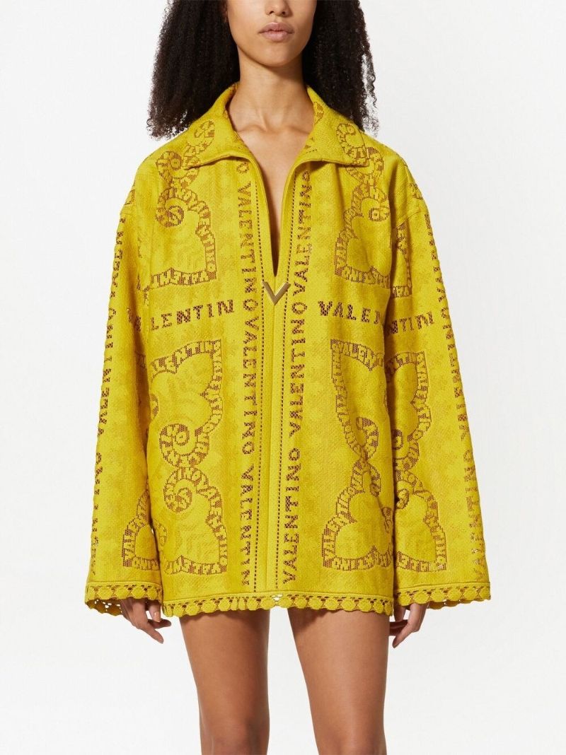 Yellow Mini Bandana Embroidered Kaftan