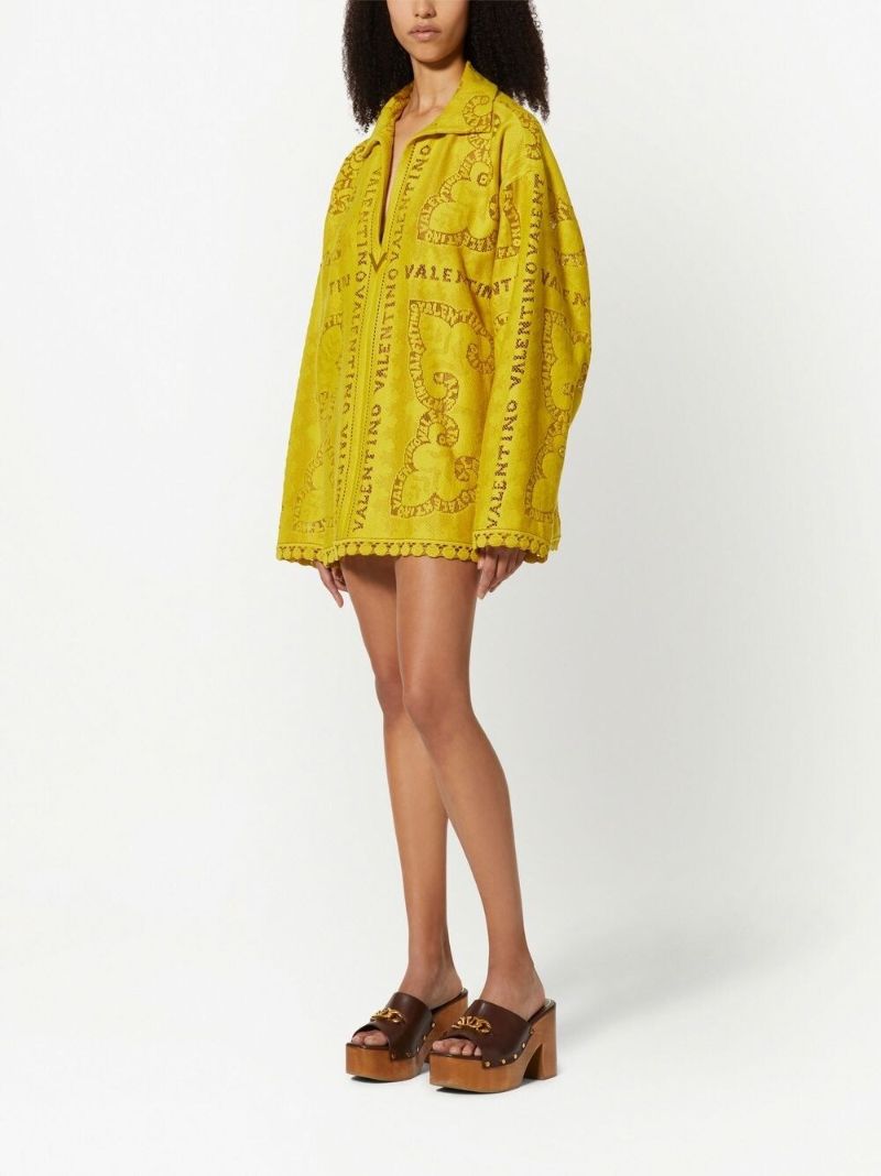Yellow Mini Bandana Embroidered Kaftan