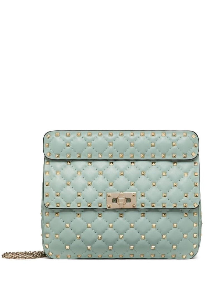 Blue Medium Rockstud Spike Shoulder Bag
