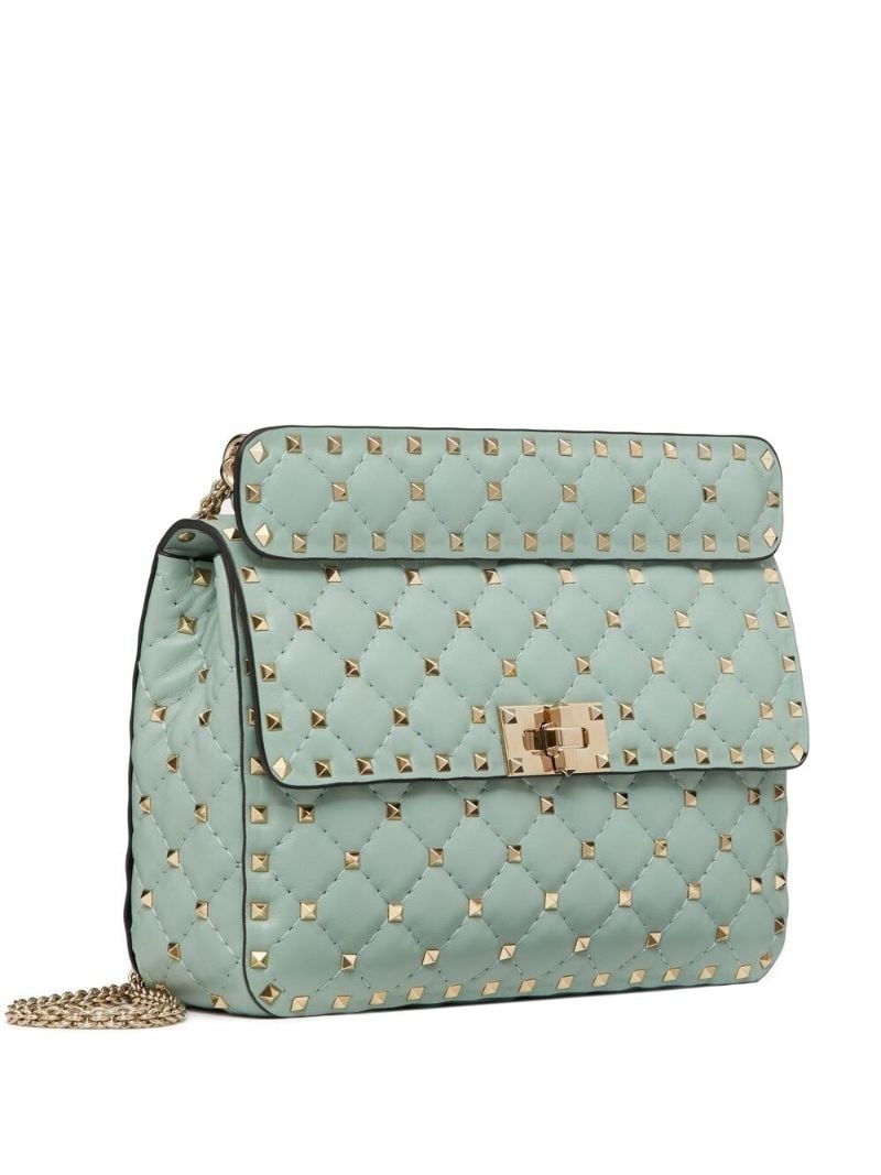Blue Medium Rockstud Spike Shoulder Bag