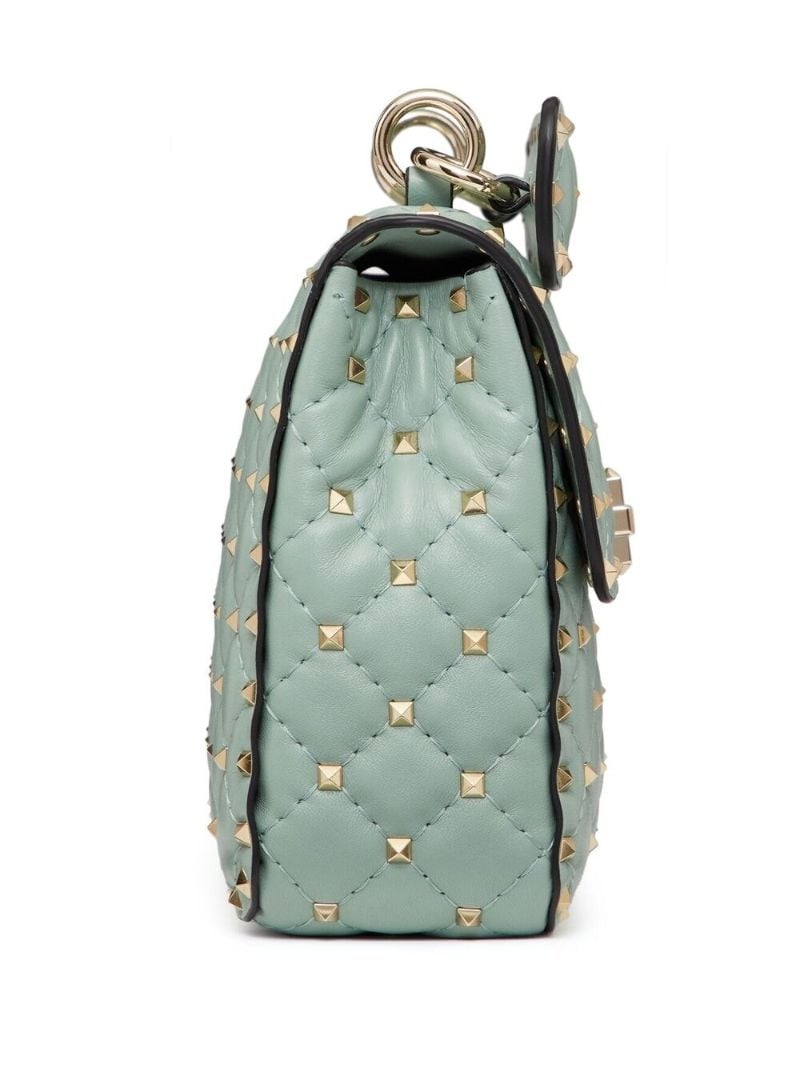 Blue Medium Rockstud Spike Shoulder Bag