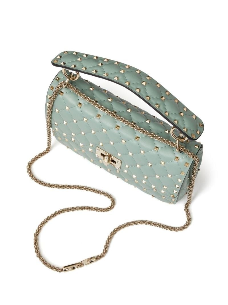 Blue Medium Rockstud Spike Shoulder Bag
