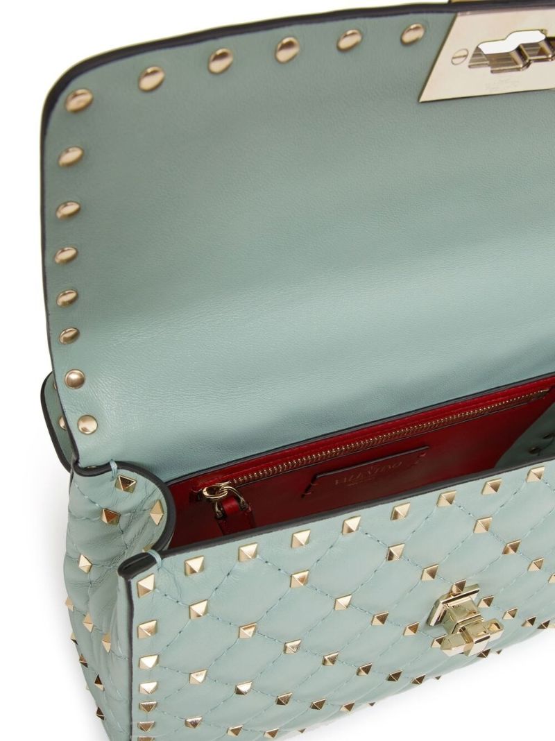 Blue Medium Rockstud Spike Shoulder Bag