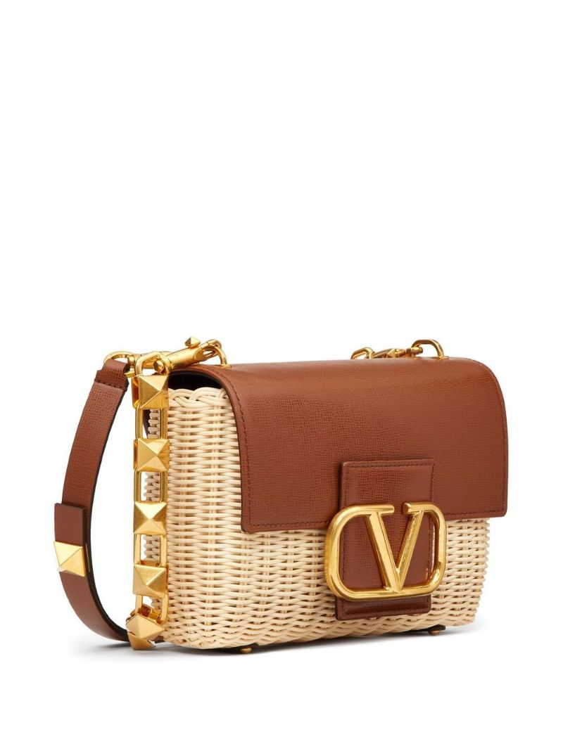 Neutral Stud Sign Wicker Shoulder Bag