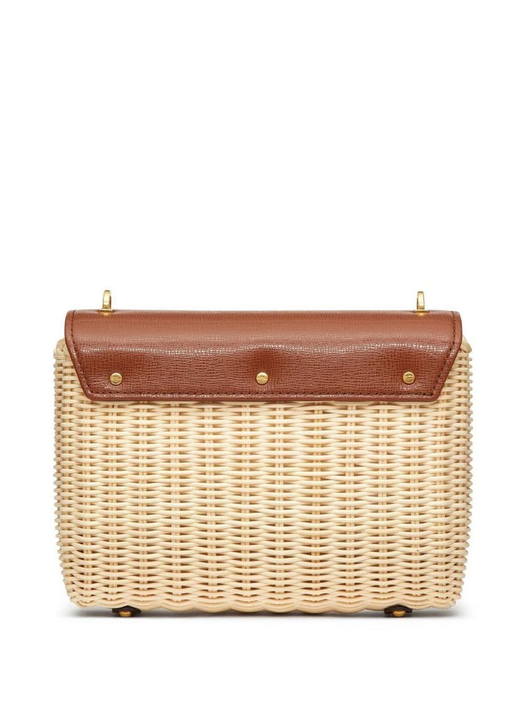 Neutral Stud Sign Wicker Shoulder Bag