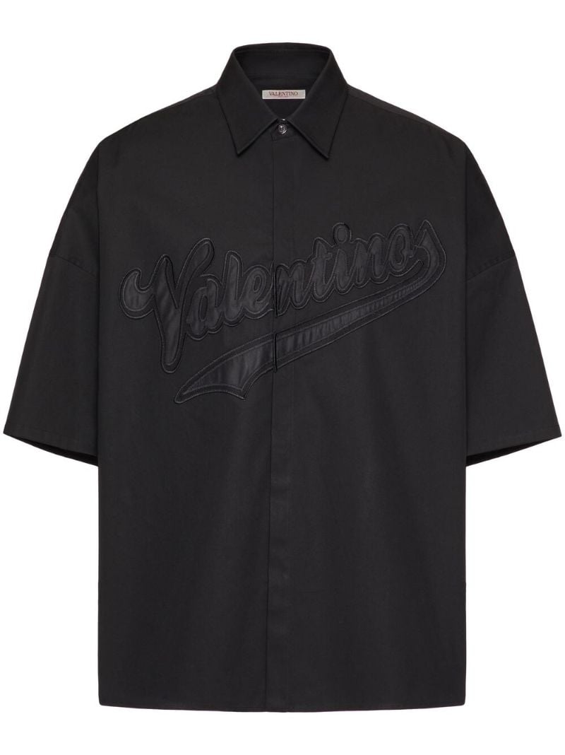 Black Logo-appliquÃ_x0083_Â© Cotton Shirt