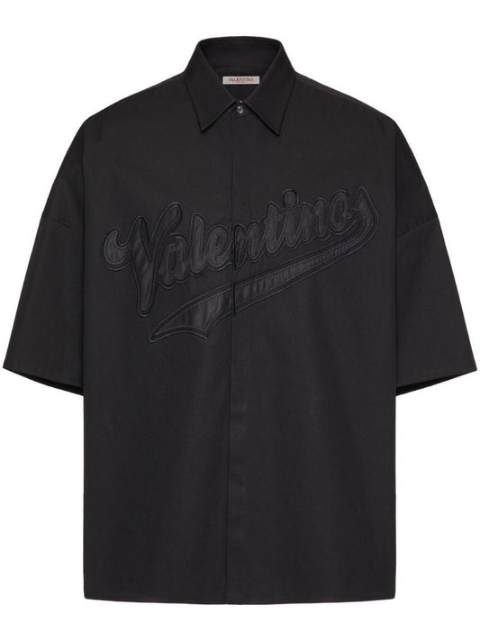 Black Logo-appliquÃ_x0083_Â© Cotton Shirt