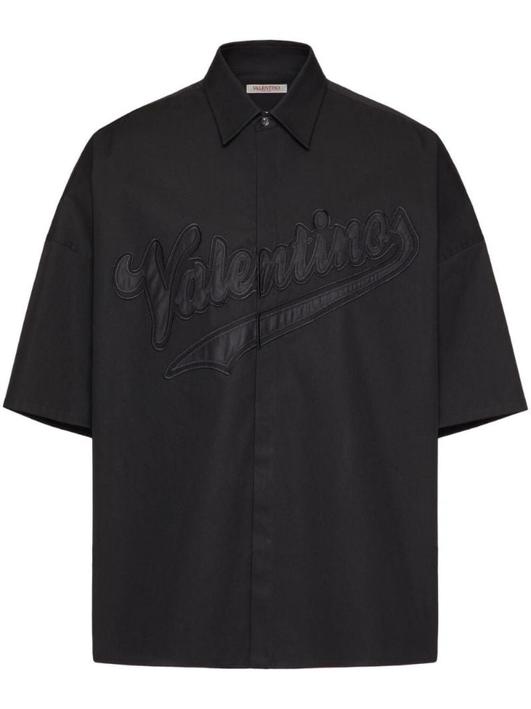 Black Logo-appliquÃ_x0083_Â© Cotton Shirt