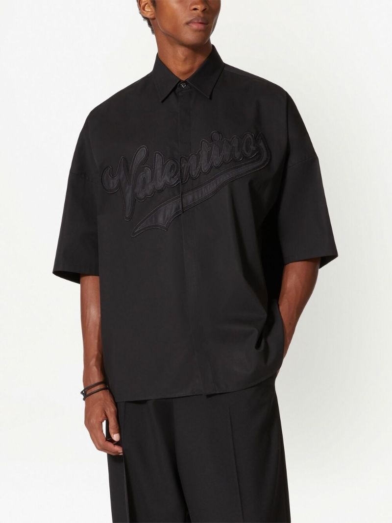Black Logo-appliquÃ_x0083_Â© Cotton Shirt