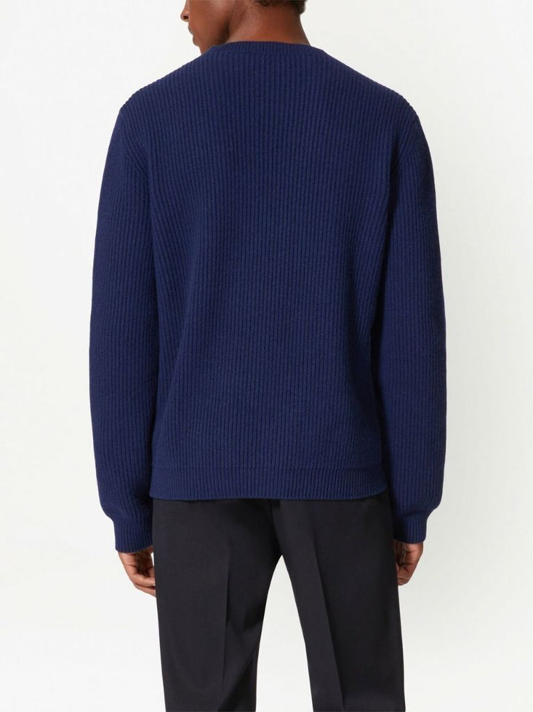 Blue Logo-embroidered Wool Sweater