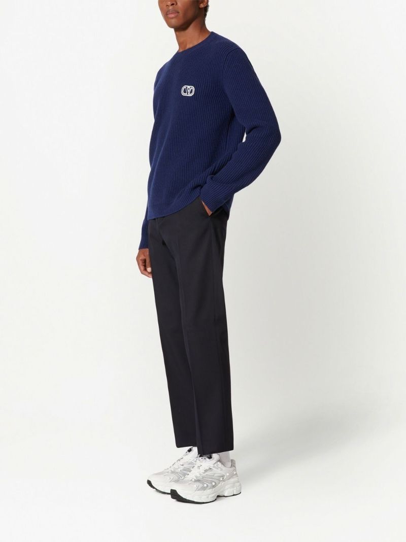 Blue Logo-embroidered Wool Sweater