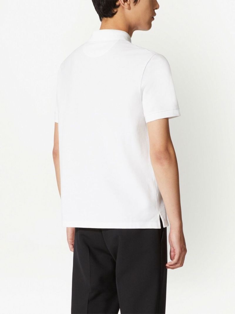 White Vlogo-embroidered Polo Shirt