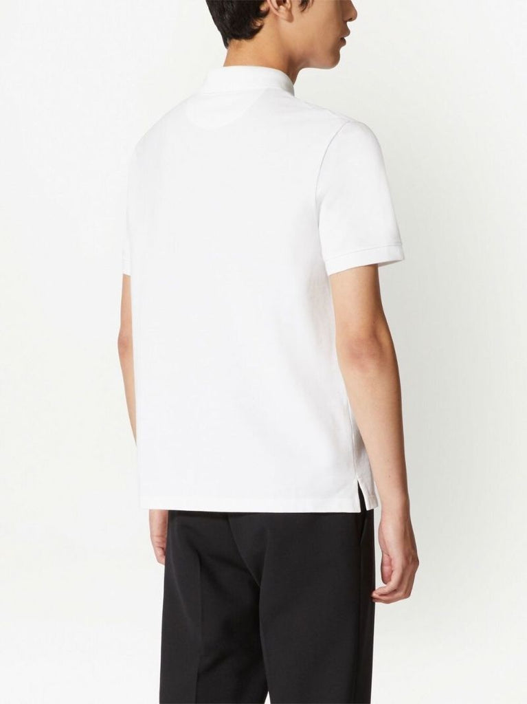 White Vlogo-embroidered Polo Shirt