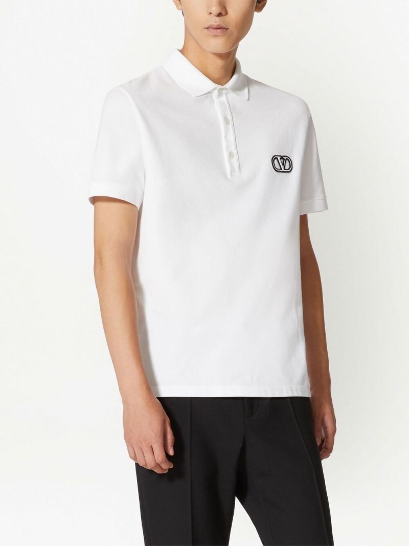 White Vlogo-embroidered Polo Shirt
