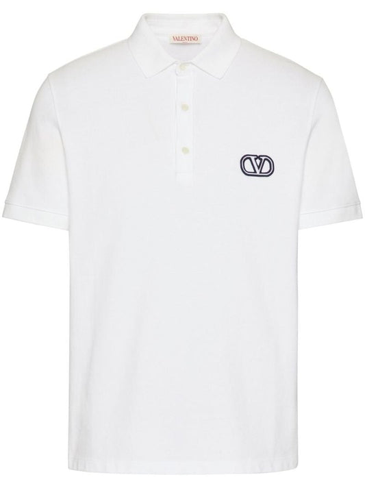 White Vlogo-embroidered Polo Shirt