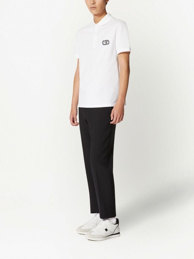 White Vlogo-embroidered Polo Shirt