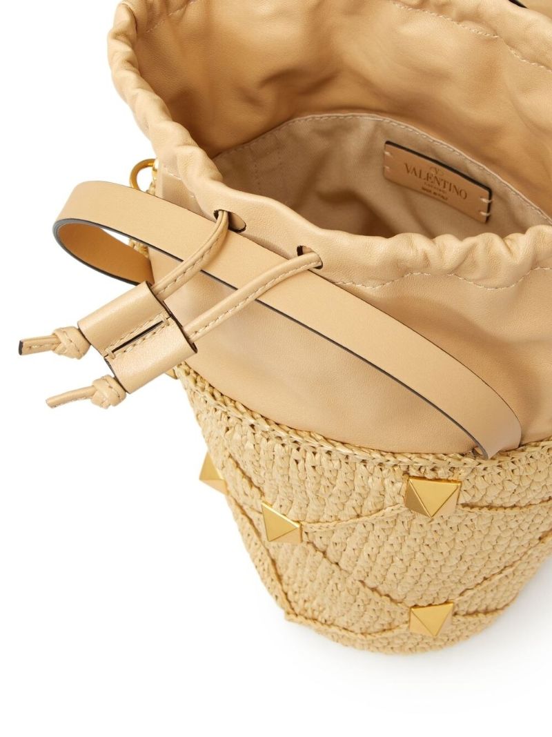 Neutral Roman Stud Interwoven Bucket Bag