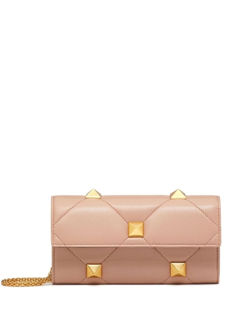 Brown Roman Stud Chain Wallet