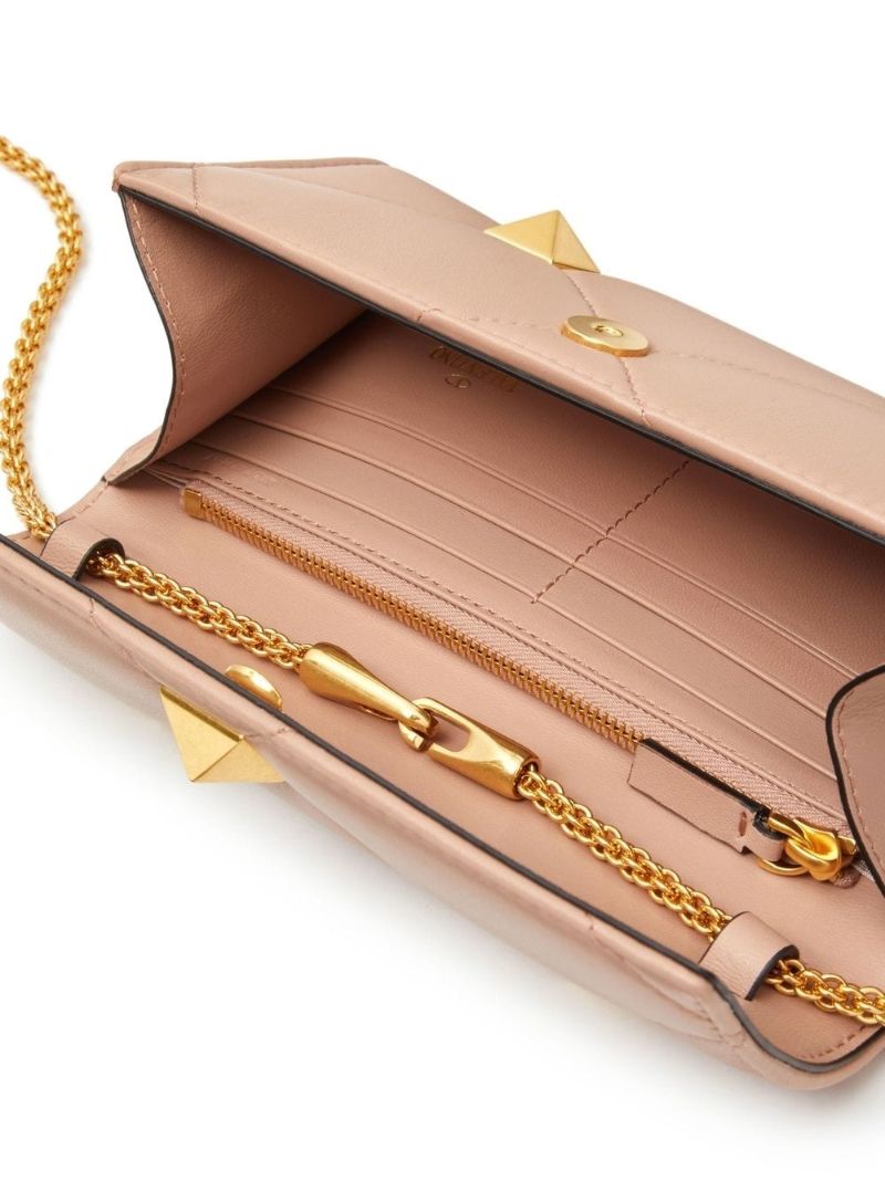 Brown Roman Stud Chain Wallet