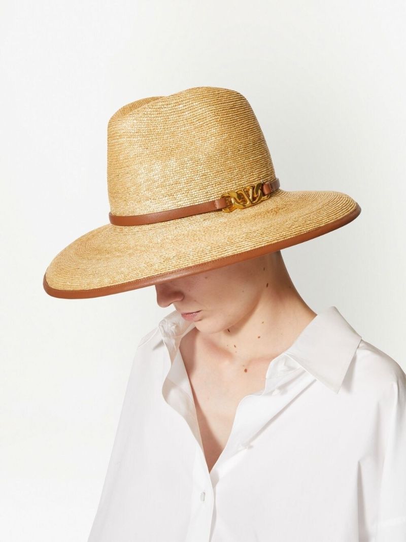 Brown Vlogo Chain Straw Hat