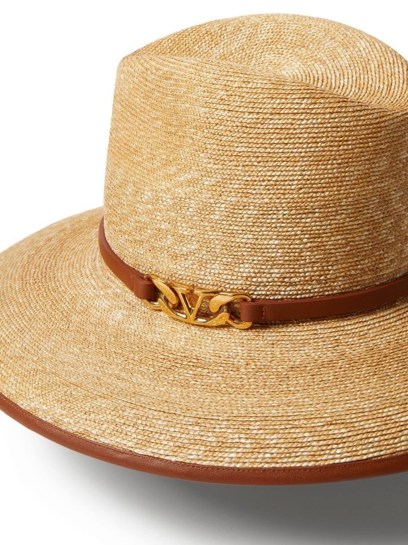 Brown Vlogo Chain Straw Hat