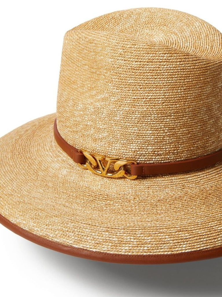 Brown Vlogo Chain Straw Hat