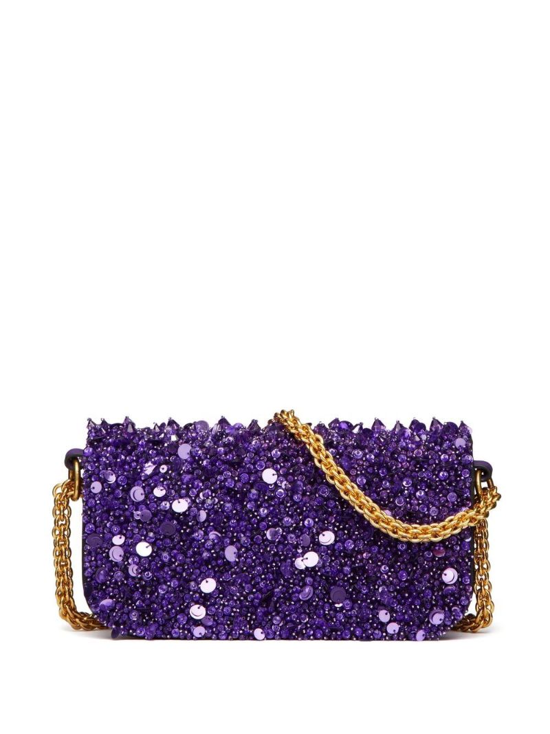 Purple Small LocÃ_x0083_Â² Sequinned Shoulder Bag