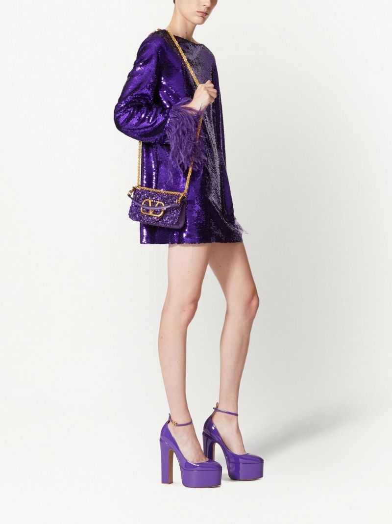 Purple Small LocÃ_x0083_Â² Sequinned Shoulder Bag
