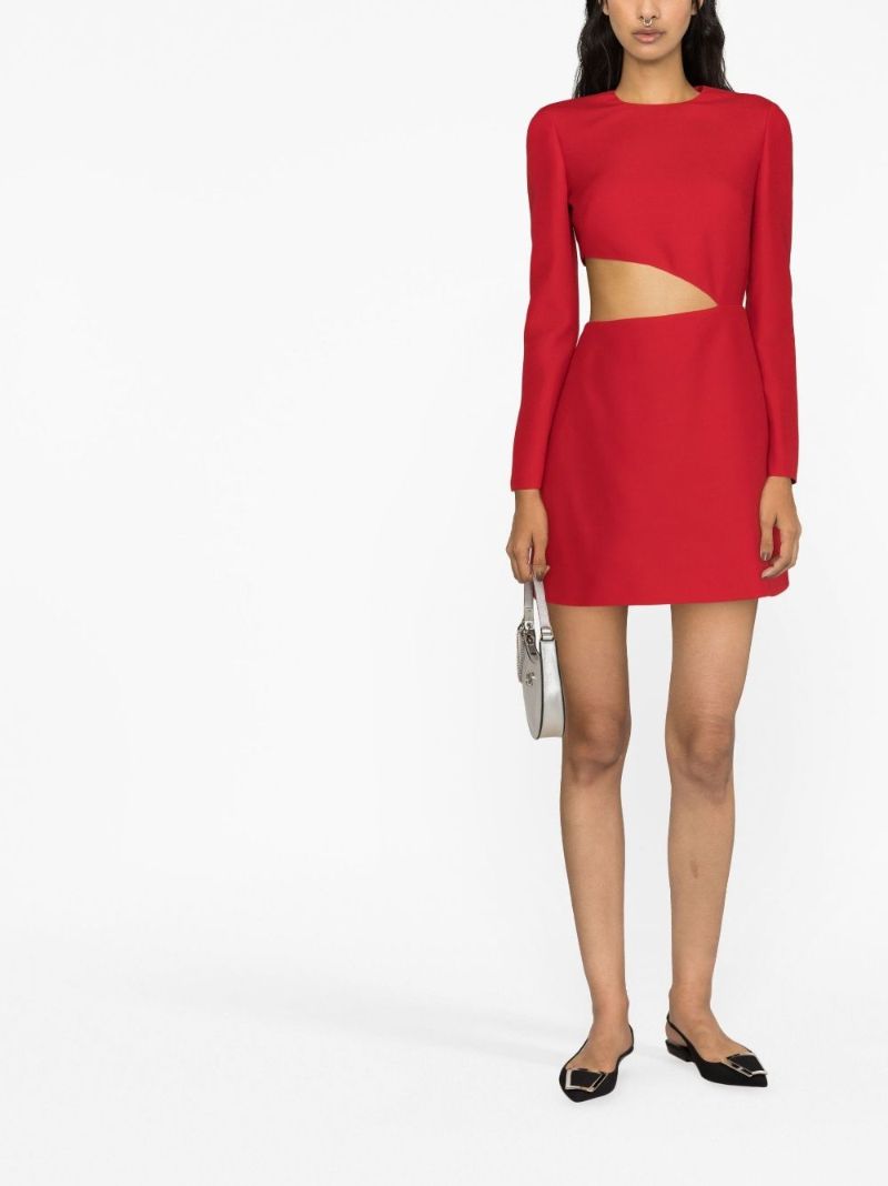 Red Crepe Couture Cut-out Dress