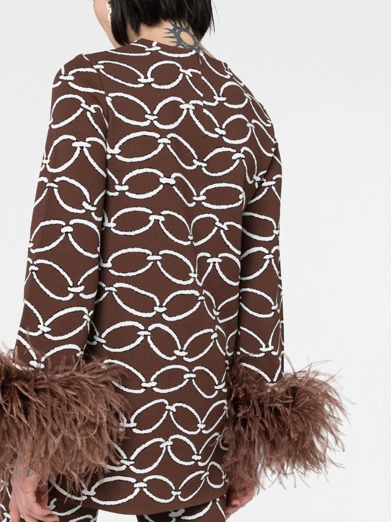 Brown Chain 1967 Feather Trim Sweater