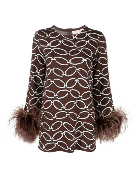Brown Chain 1967 Feather Trim Sweater
