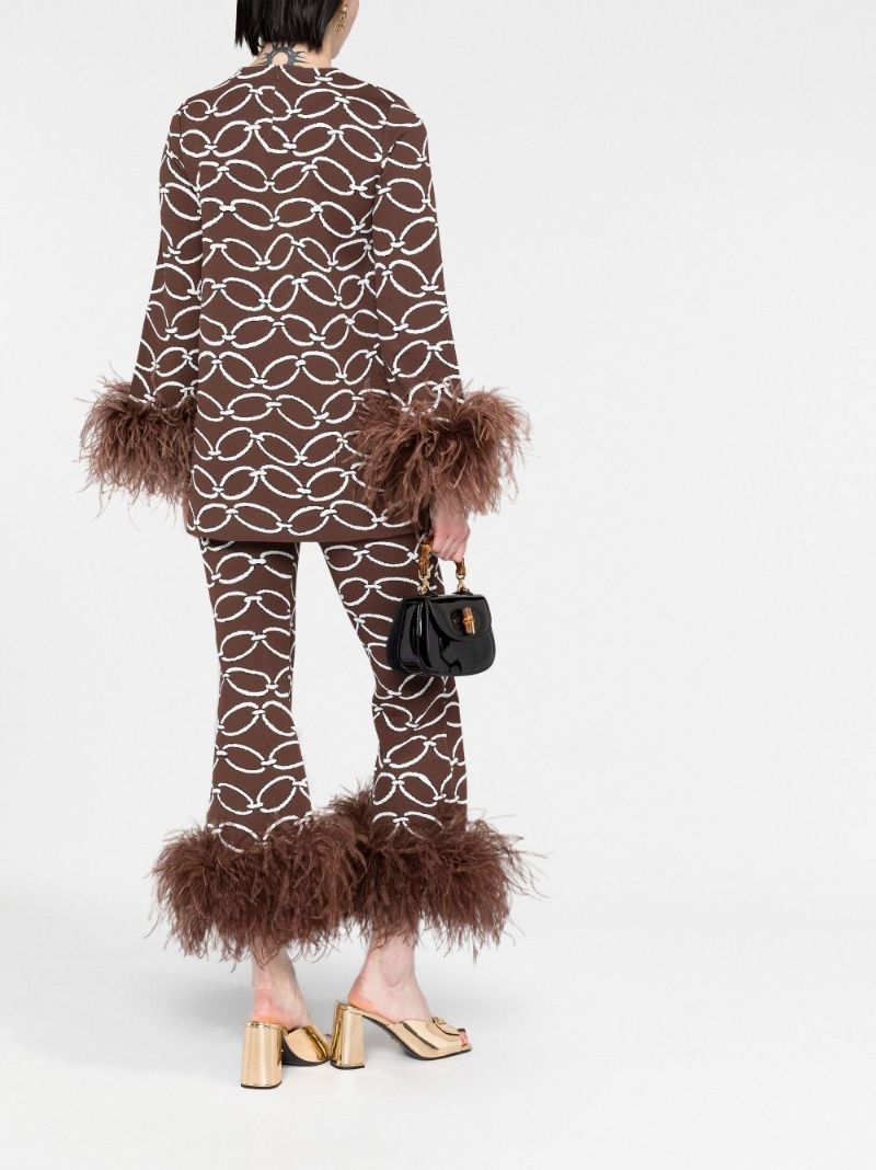 Brown Chain 1967 Feather Trim Sweater