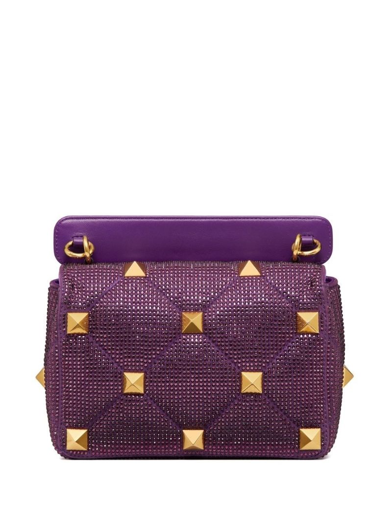 Purple Roman Stud Large Leather Shoulder Bag