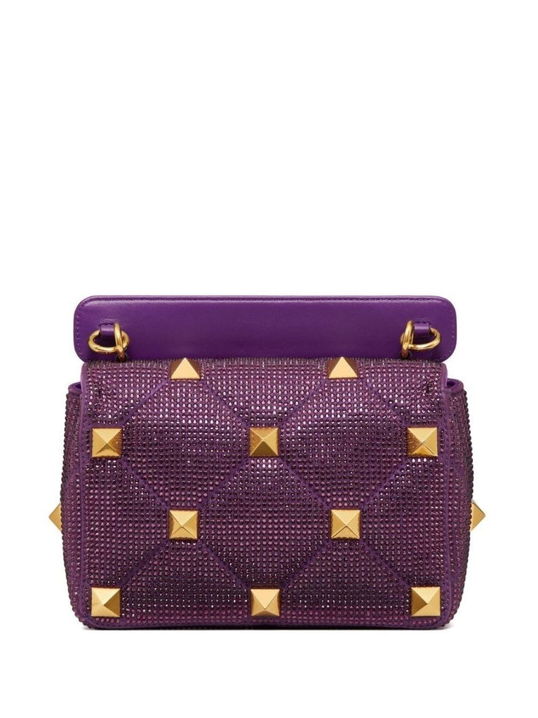 Purple Roman Stud Large Leather Shoulder Bag