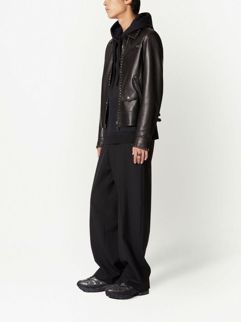 Black Untitled Studs Leather Jacket