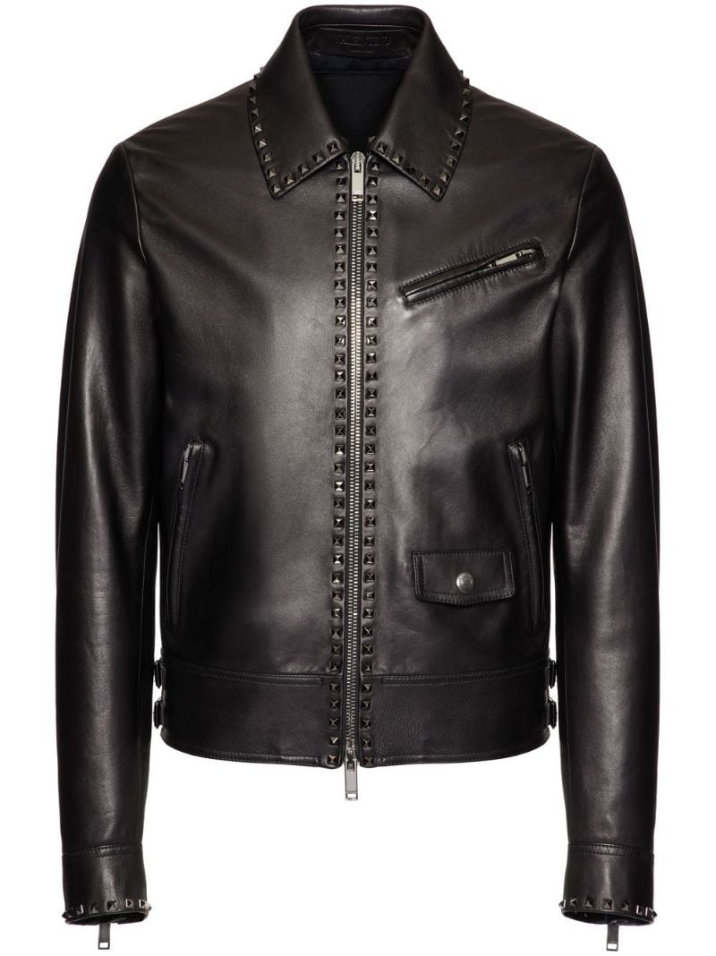 Black Untitled Studs Leather Jacket