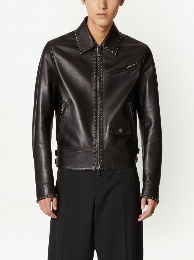 Black Untitled Studs Leather Jacket