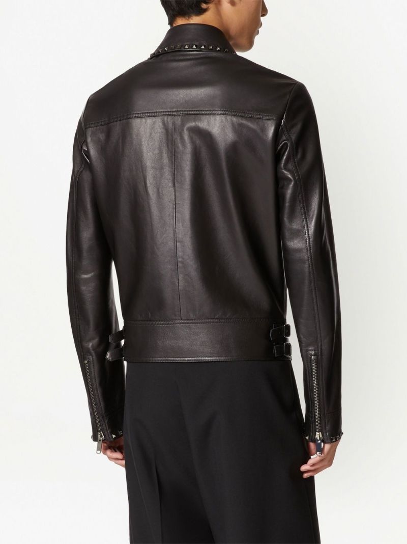 Black Untitled Studs Leather Jacket