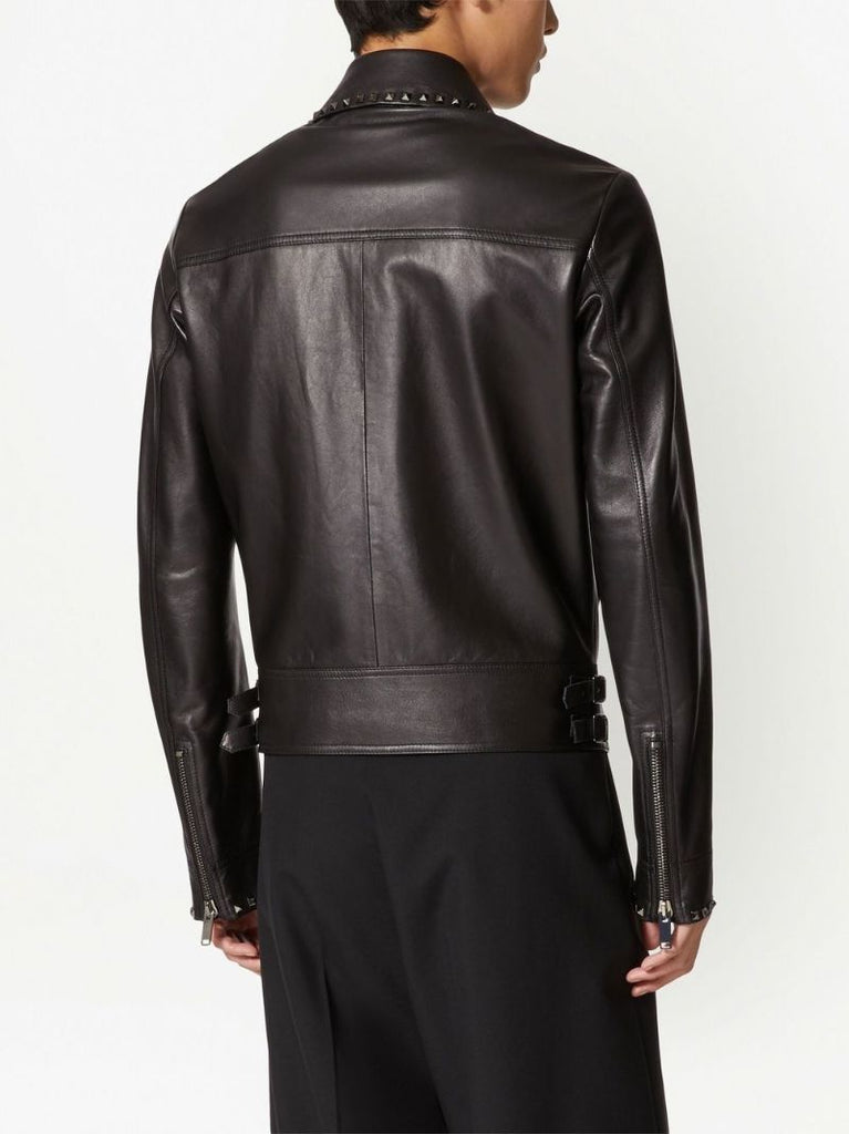 Black Untitled Studs Leather Jacket
