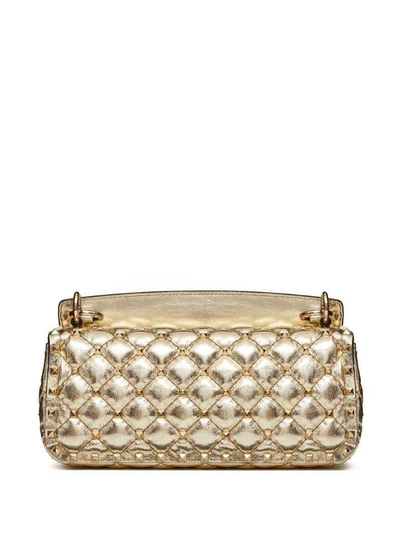 Gold Rockstud Spike Quilted Shoulder Bag