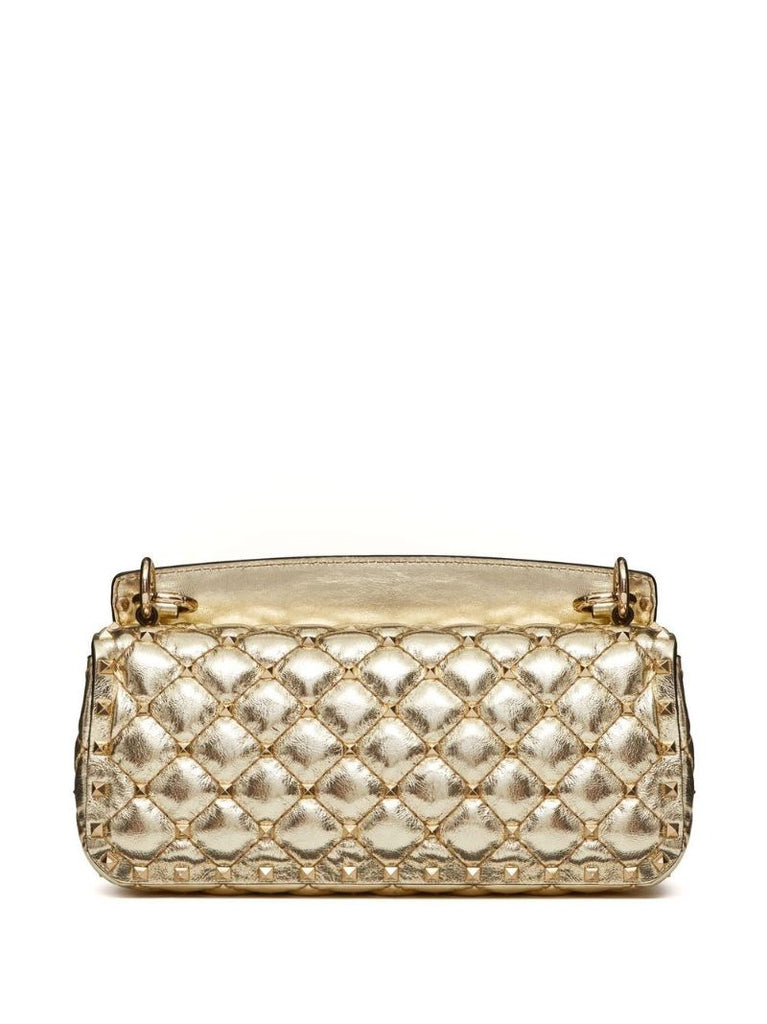 Gold Rockstud Spike Quilted Shoulder Bag