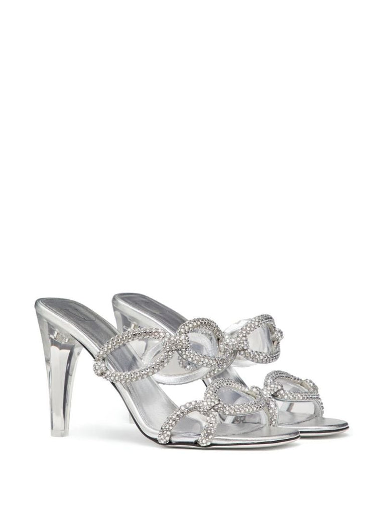 Silver-tone Chain 1967 Leather Mules