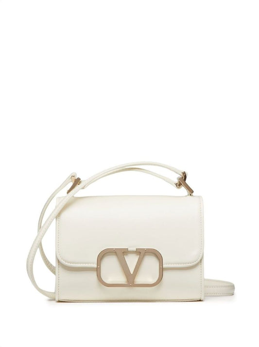 White Vlogo Leather Shoulder Bag