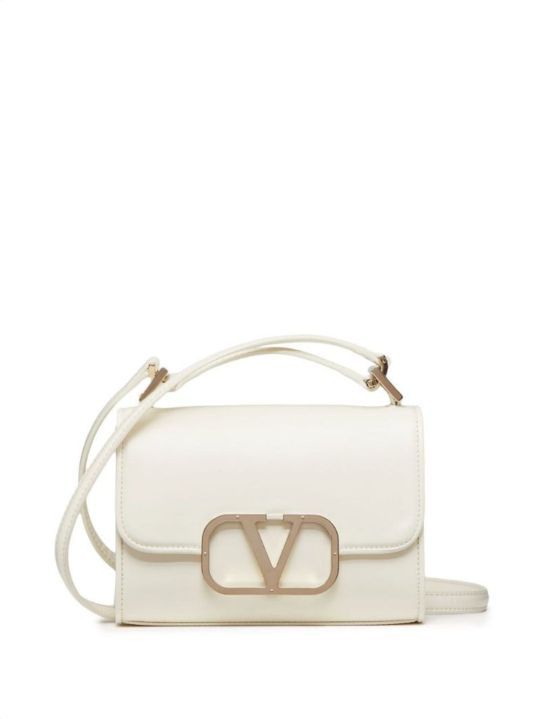 White Vlogo Leather Shoulder Bag