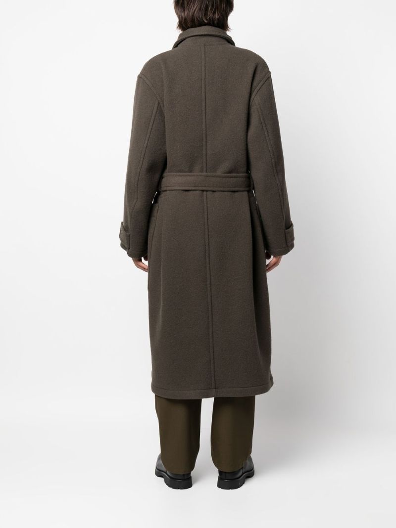 Green Belted Wool Wrap Coat