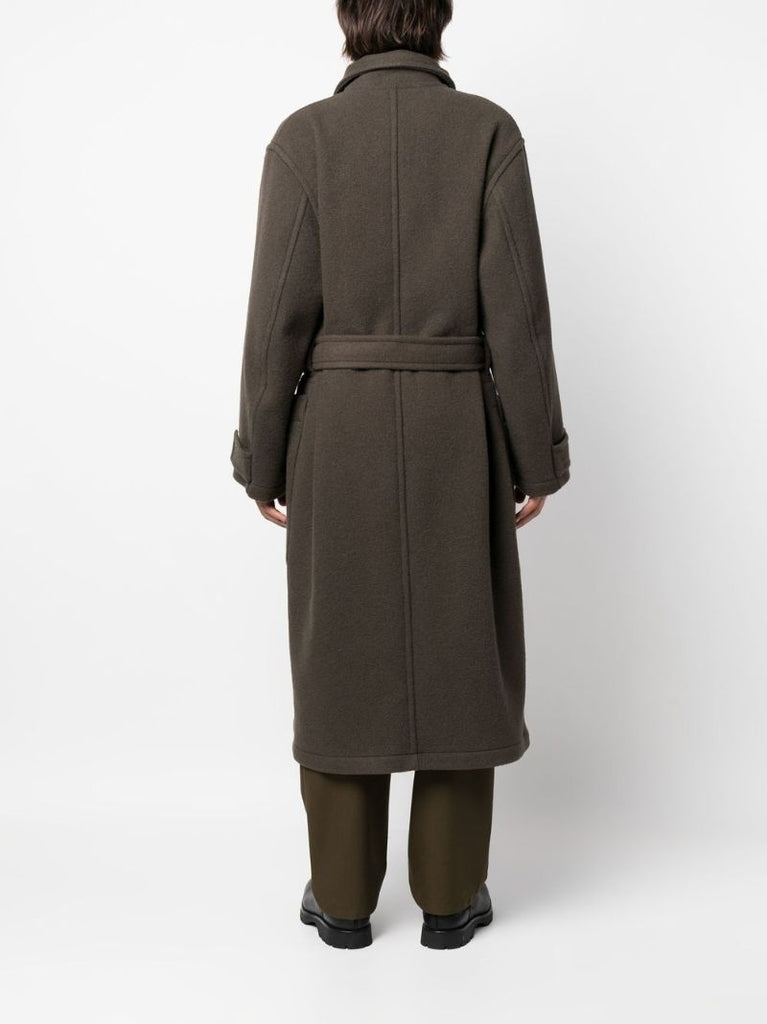 Green Belted Wool Wrap Coat