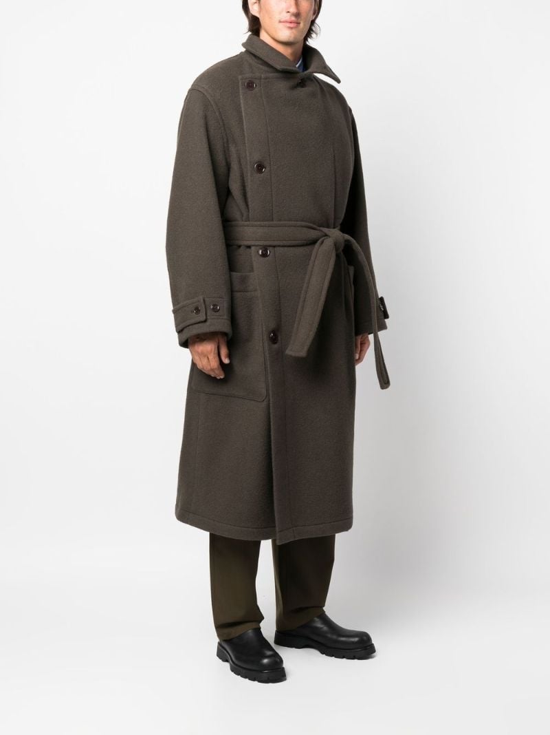 Green Belted Wool Wrap Coat